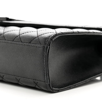 Saint Laurent Grain De Poudre Textured Mixed Matelasse Triquilt Medium Monogram Monochrome Satchel Black 9 of 9