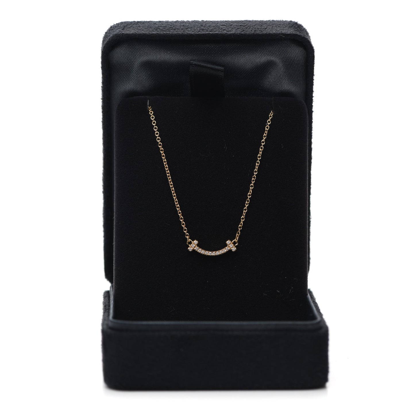 18K Yellow Gold Diamond Mini T Smile Pendant Necklace