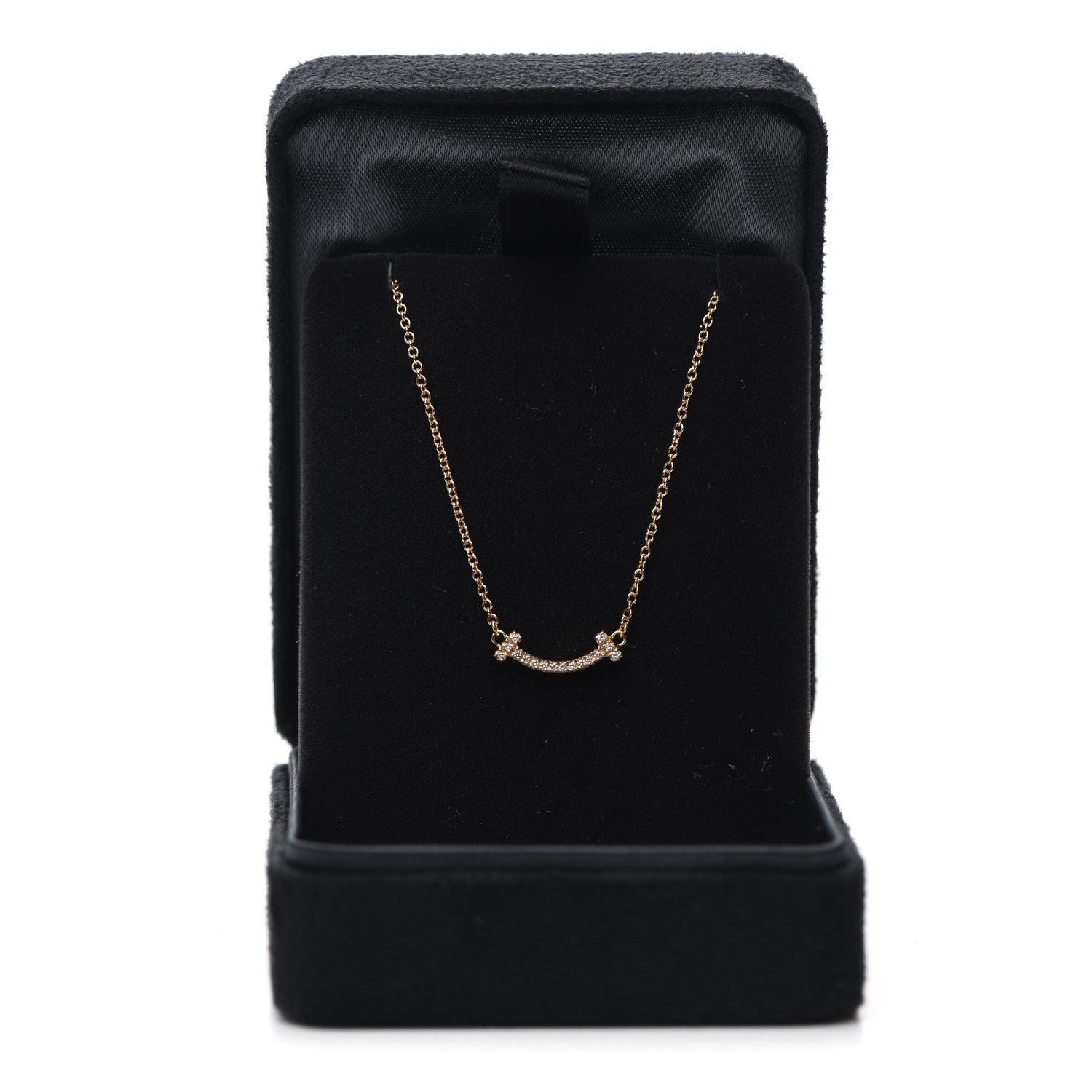 Tiffany 18K Yellow Gold Diamond Mini T Smile Pendant Necklace 6 of 6