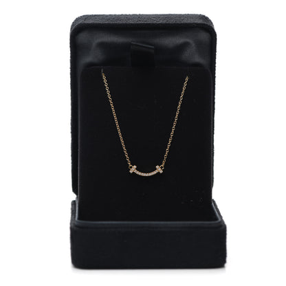 Tiffany 18K Yellow Gold Diamond Mini T Smile Pendant Necklace 6 of 6