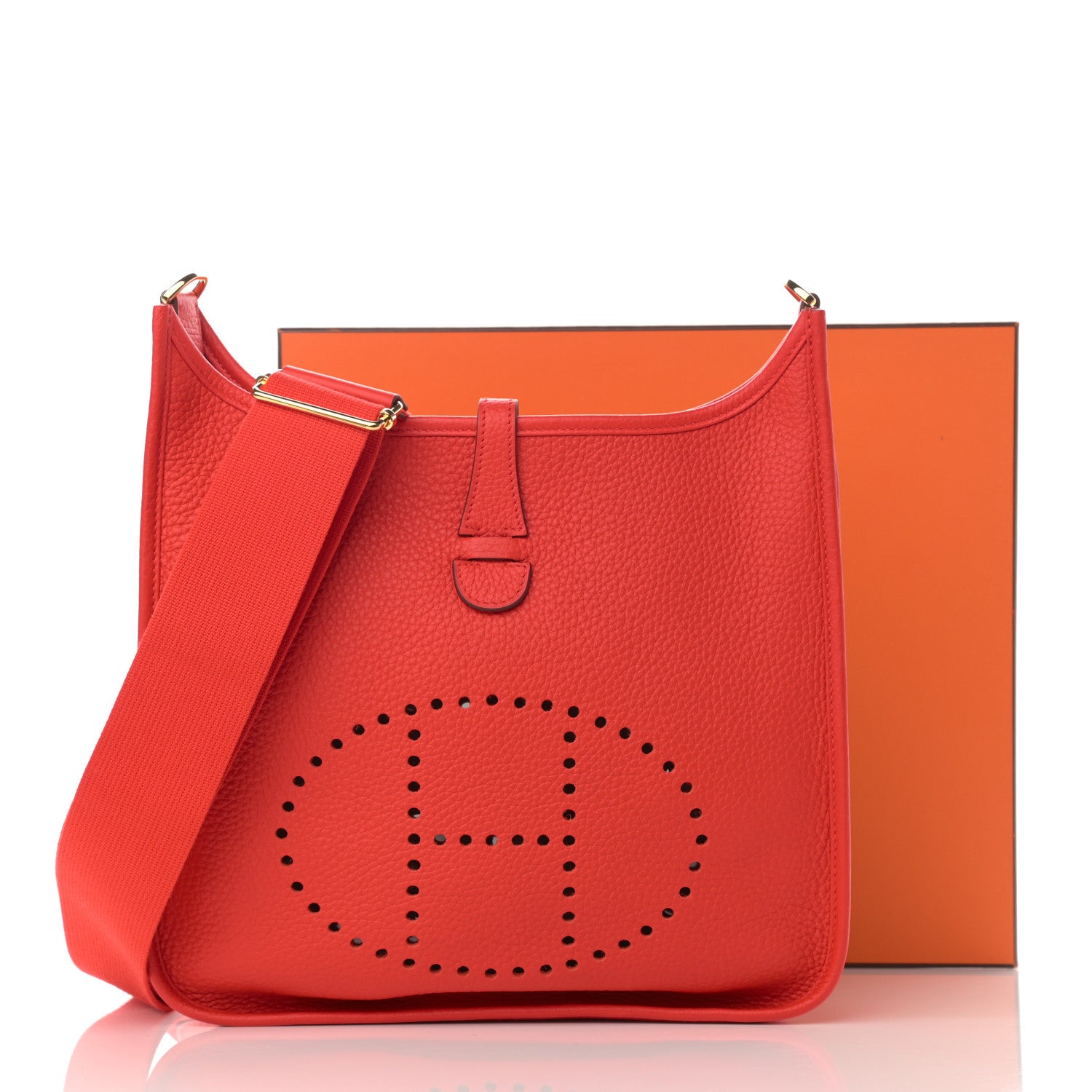 Hermes Taurillon Clemence Evelyne III PM Rouge De Coeur 11 of 11