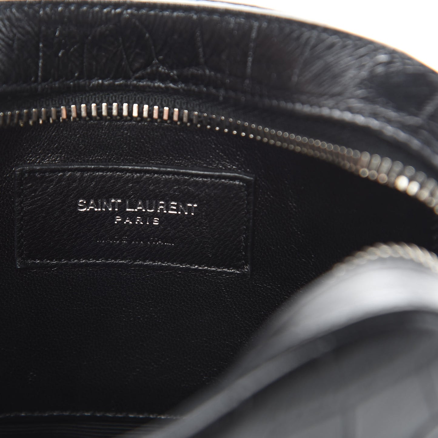 Calfskin Crocodile Embossed Small Classic Monogram Camera Bag Black