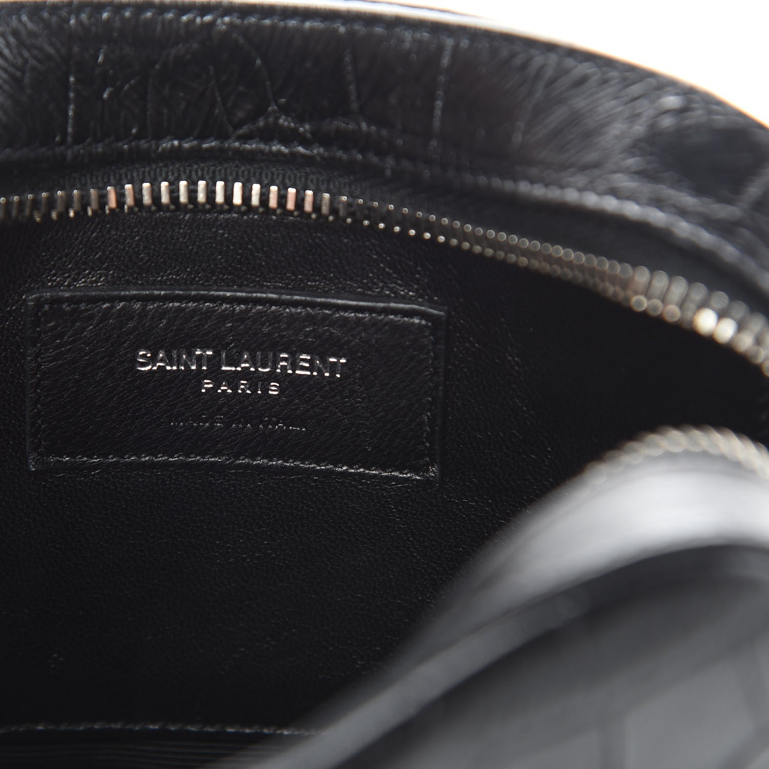 Saint Laurent Calfskin Crocodile Embossed Small Classic Monogram Camera Bag Black 6 of 12
