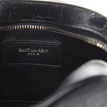 Saint Laurent Calfskin Crocodile Embossed Small Classic Monogram Camera Bag Black 6 of 12