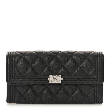 Chanel Caviar Quilted Large Boy Gusset Flap Wallet Black 1 of 9