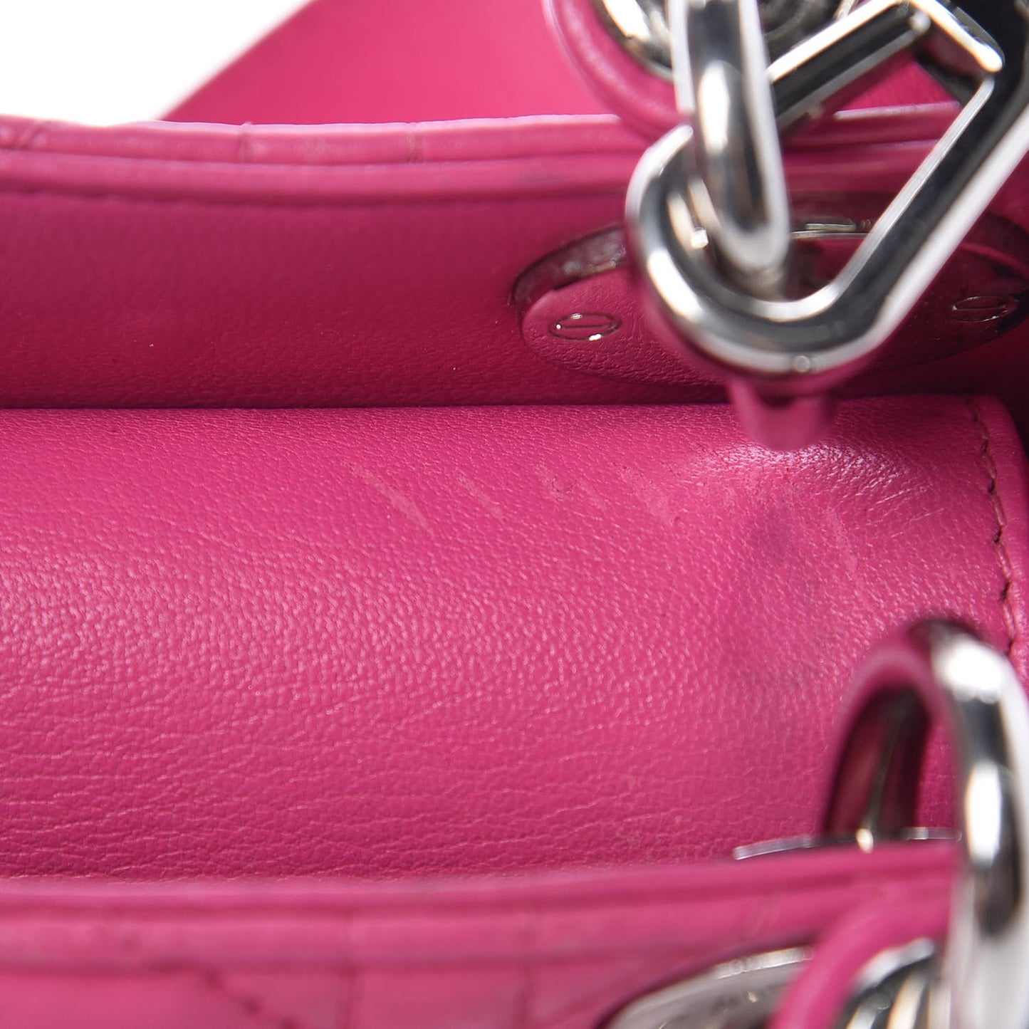 Lambskin Cannage Nano Lady Dior Fuchsia