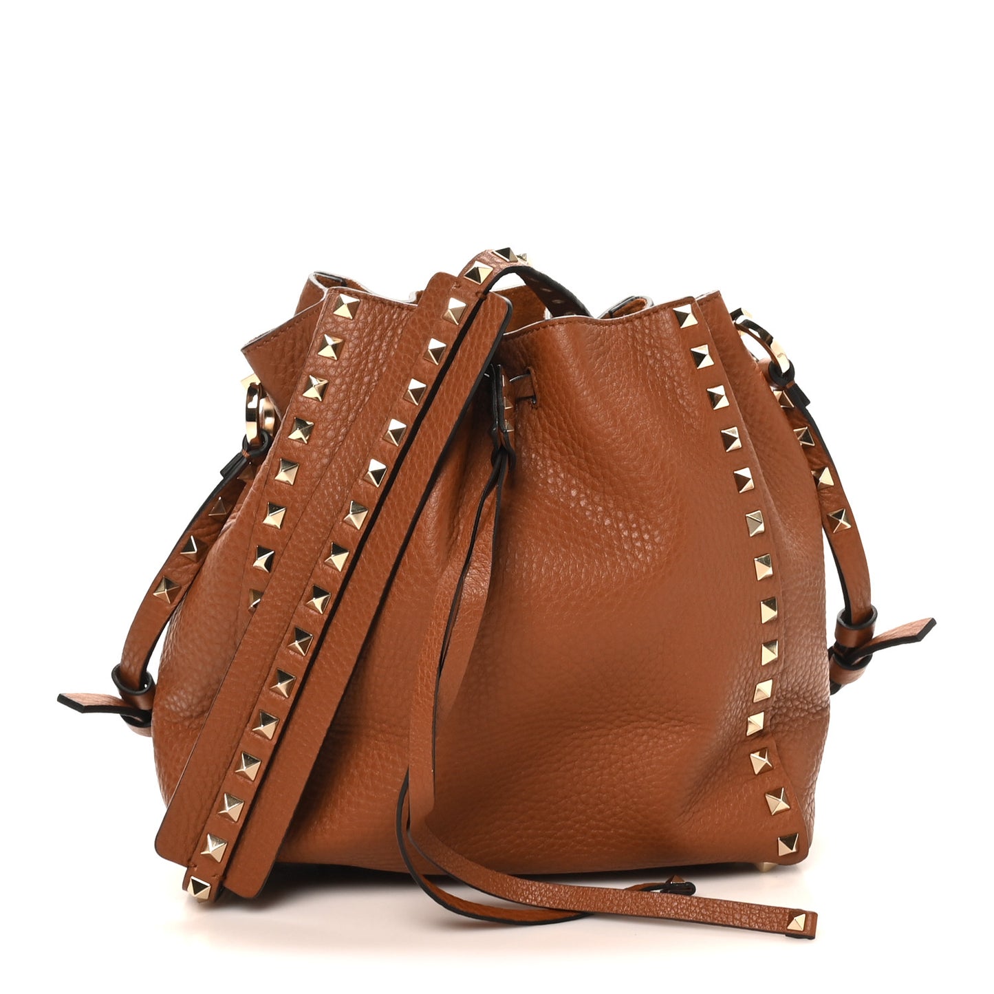 Grained Calfskin Rockstud Small Bucket Bag Selleria