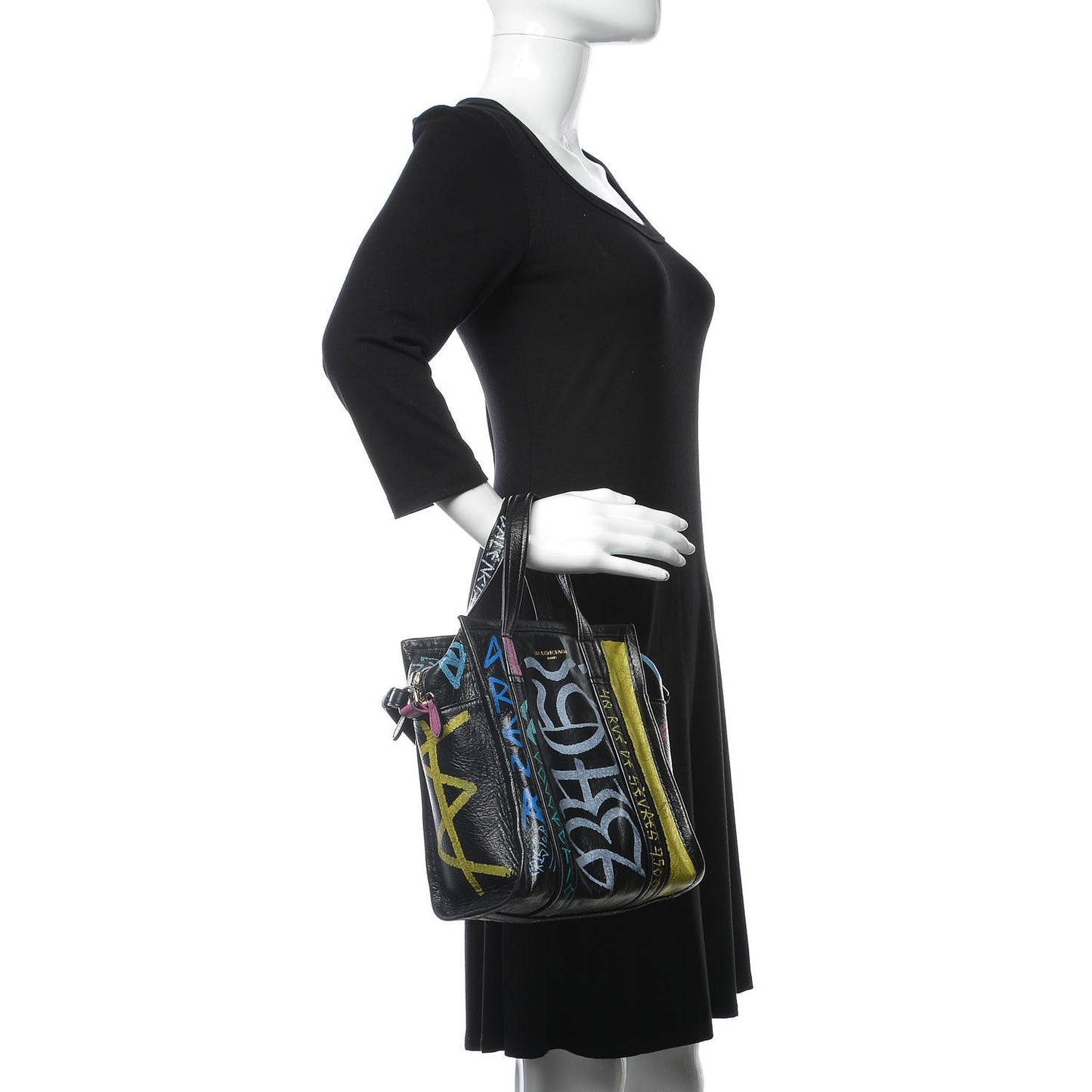 Agneau Arena Graffiti All Over XS Bazar Shopper Tote Black Multicolor
