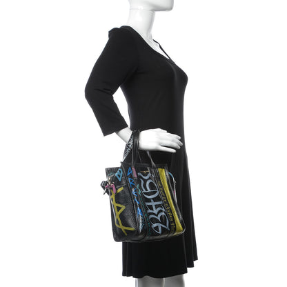 Balenciaga Agneau Arena Graffiti All Over XS Bazar Shopper Tote Black Multicolor 3 of 12