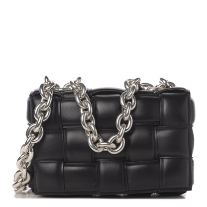 Bottega Veneta Lambskin Maxi Intreccio Padded Chain Cassette Crossbody Bag Black 1 of 10