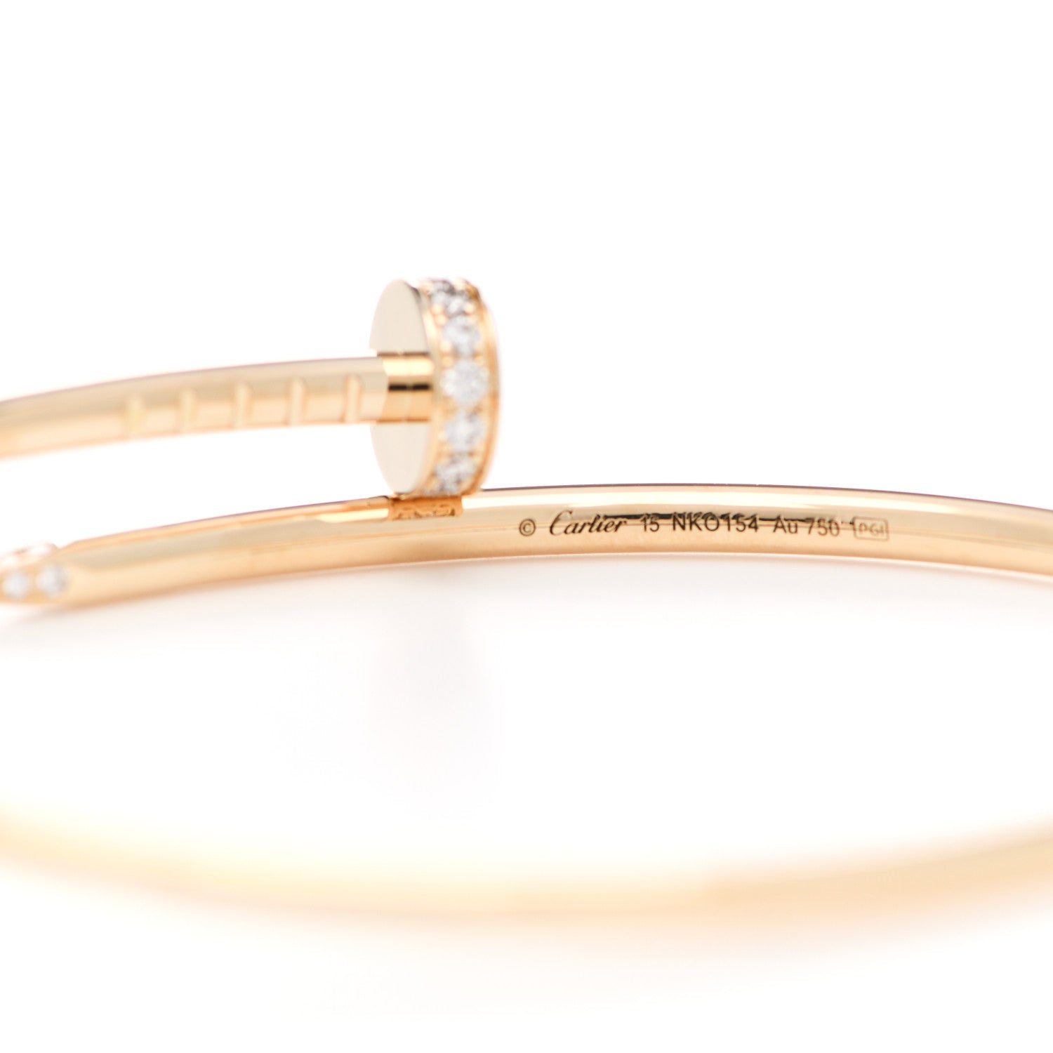 Cartier 18K Yellow Gold Diamond Small Juste Un Clou Bracelet 15 4 of 5