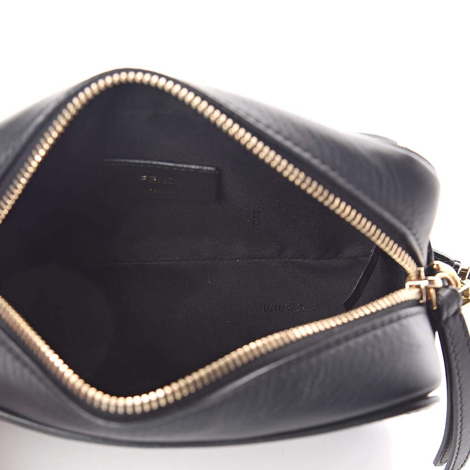 Fendi Glazed Fabric Vitello Century FF 1974 Stamp Patch Mini Camera Case Mogano Panna Black 5 of 9