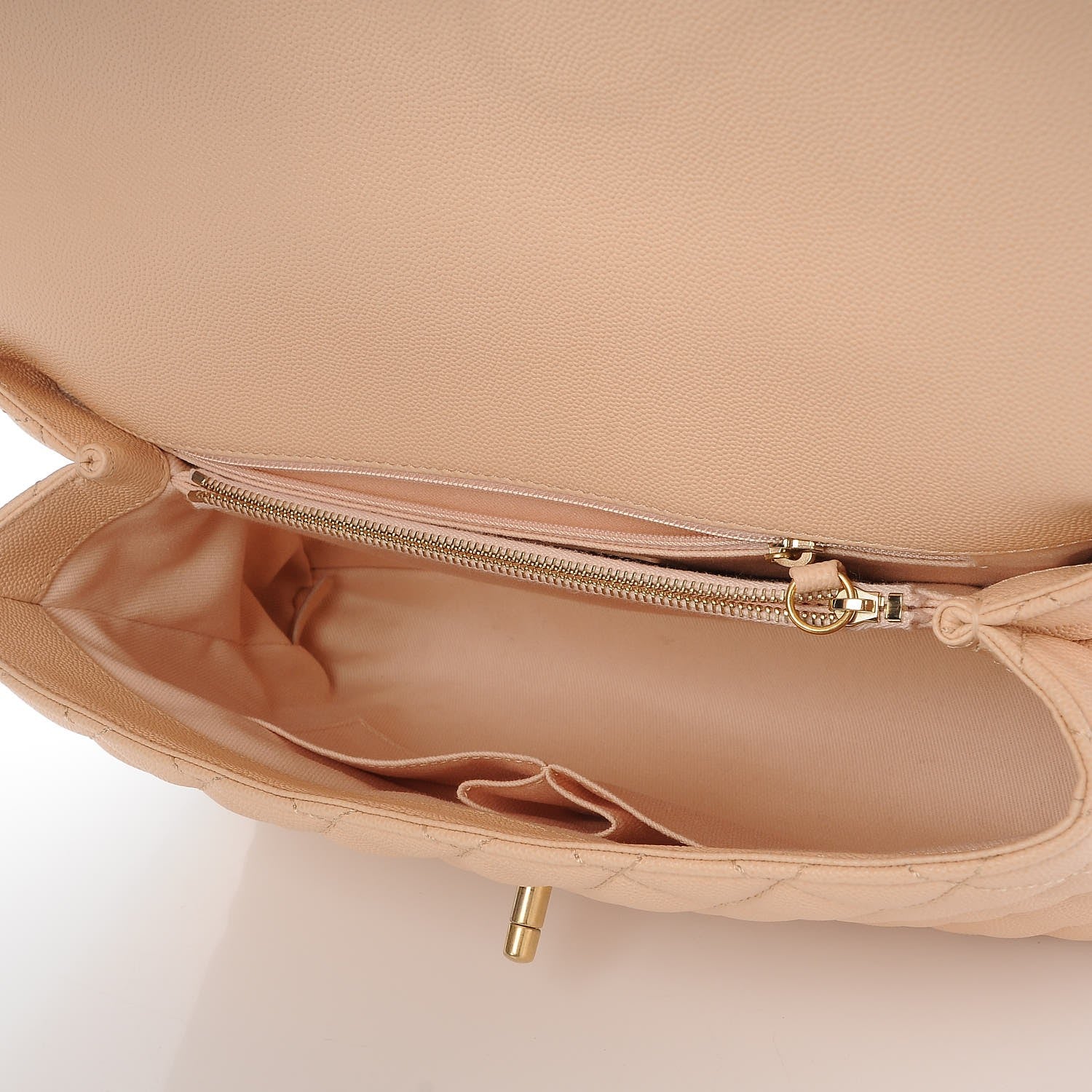 Chanel Caviar Quilted Medium Coco Handle Flap Light Beige 6 of 9