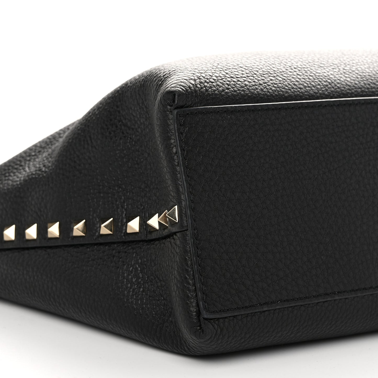 Grainy Calfskin Medium Rockstud Tote Black Rose Quartz