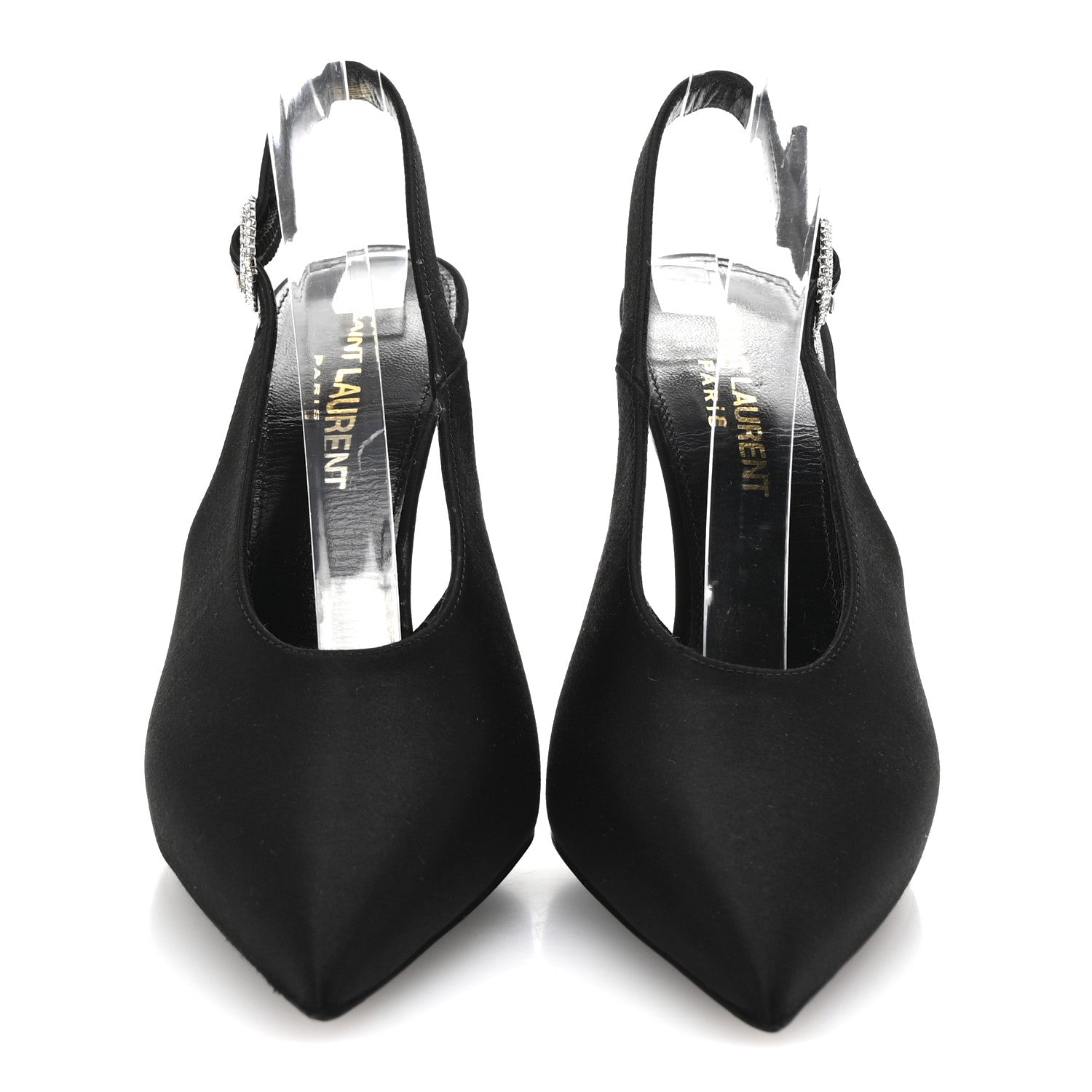 Saint Laurent Silk Satin Yasmeen 115 Slingback Pumps 35 Black 3 of 10