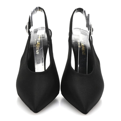 Saint Laurent Silk Satin Yasmeen 115 Slingback Pumps 35 Black 3 of 10
