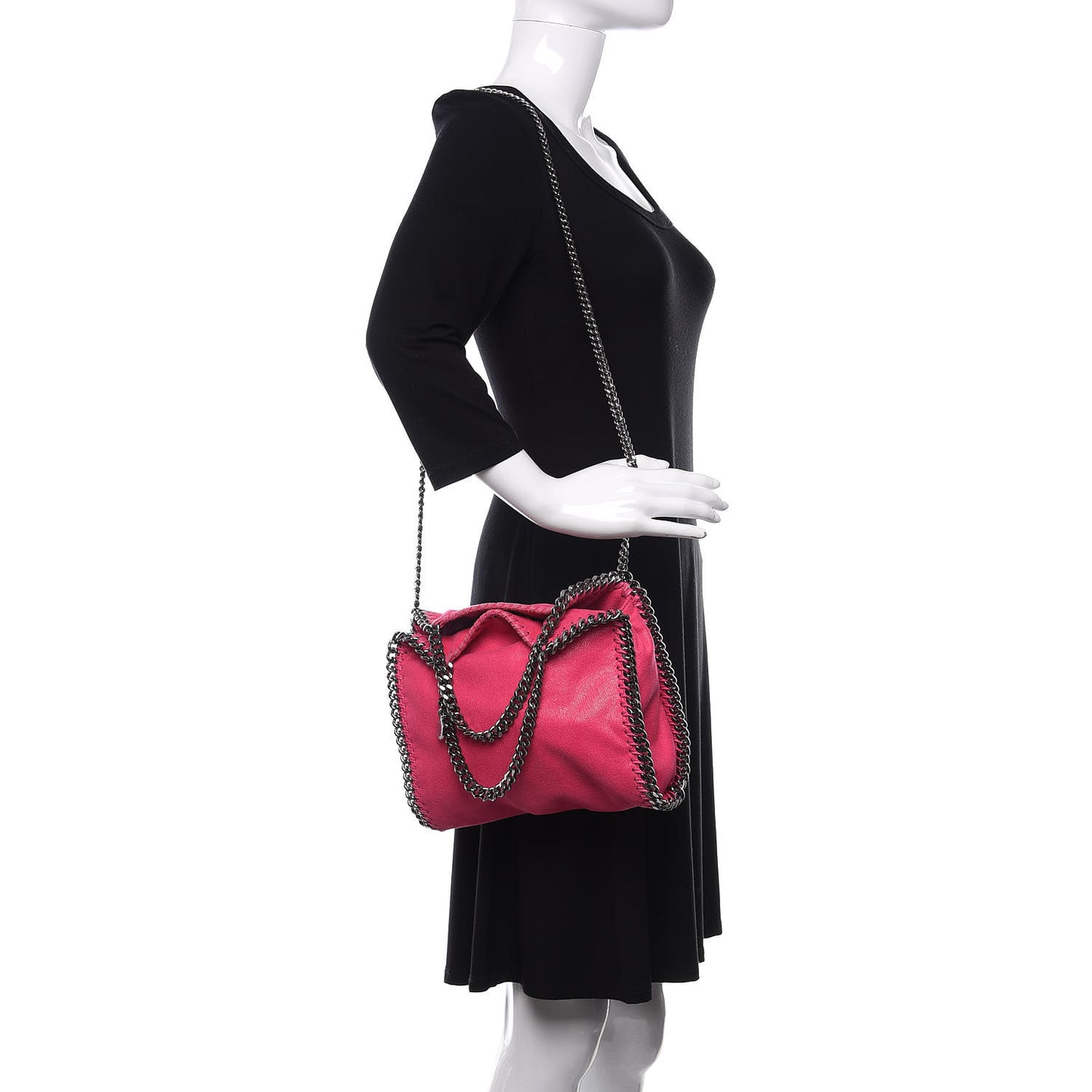 Shaggy Deer Mini Falabella Fold Over Tote Hot Pink