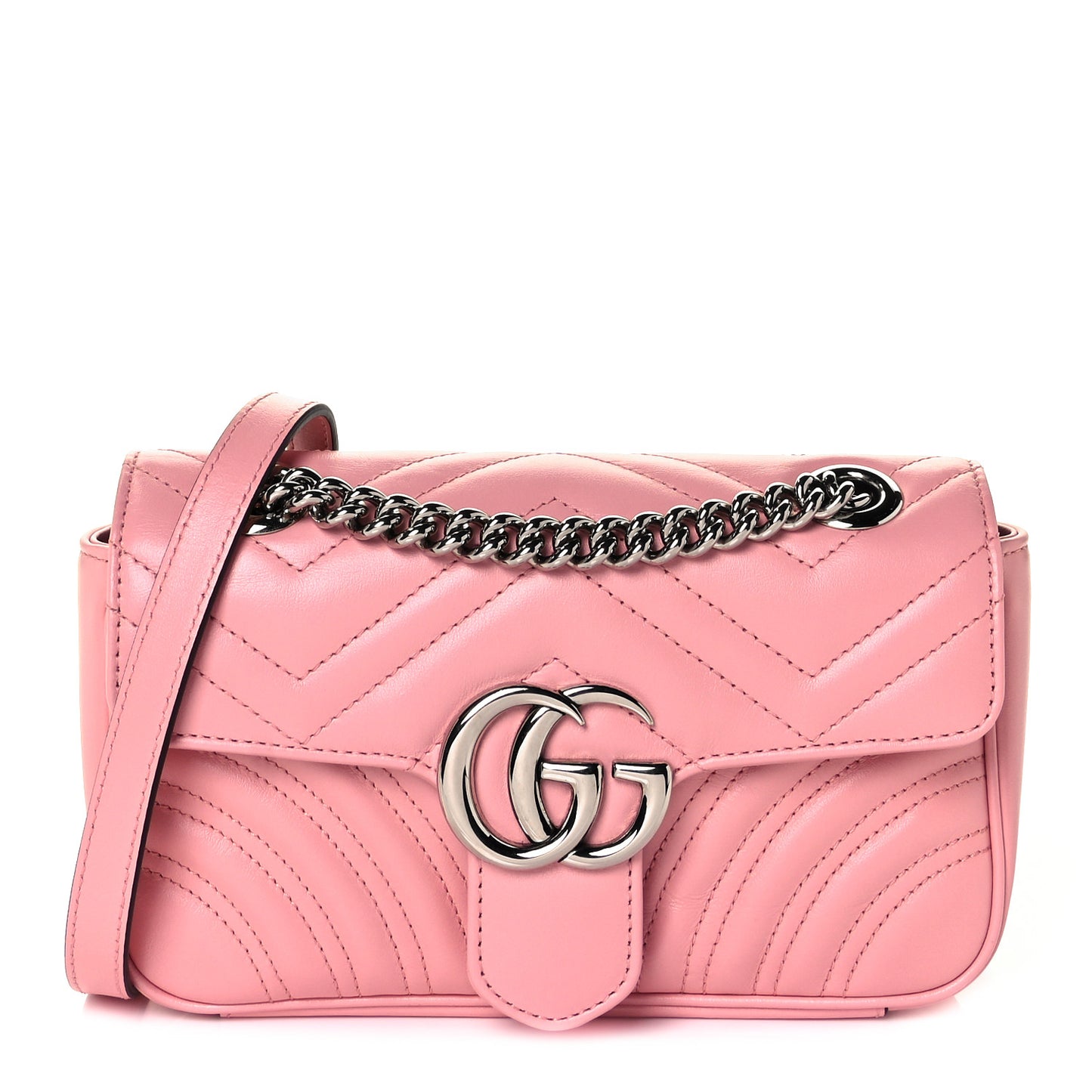 Calfskin Matelasse Mini GG Marmont Shoulder Bag Wild Rose