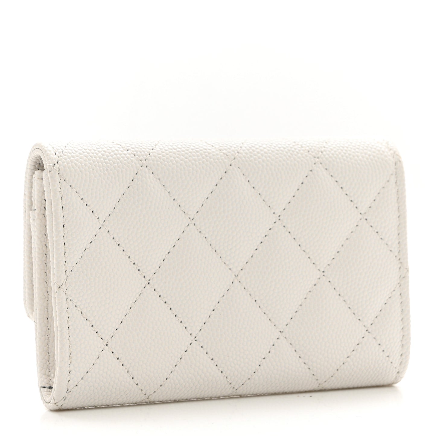 Caviar Quilted CC Flap Card Holder White