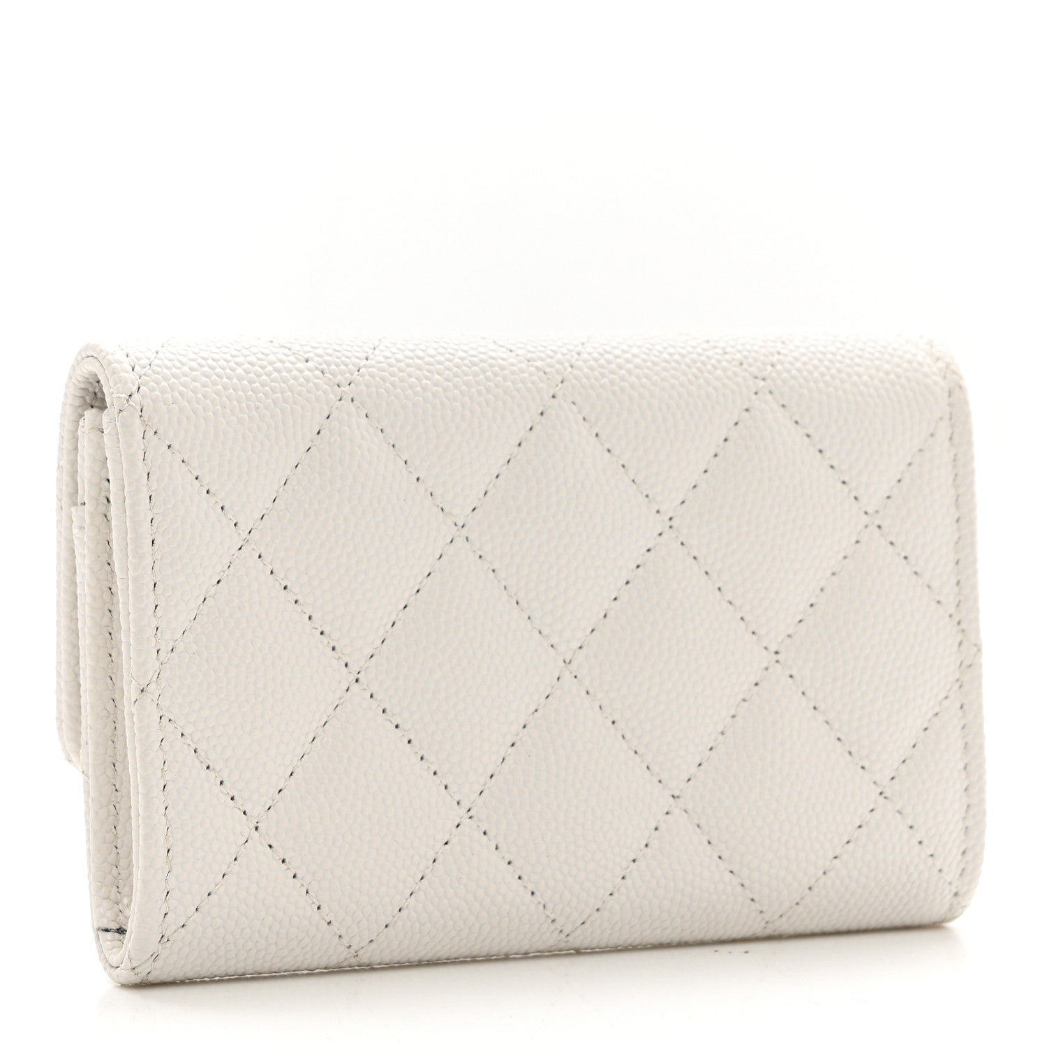 Chanel Caviar Quilted CC Flap Card Holder White 3 of 9