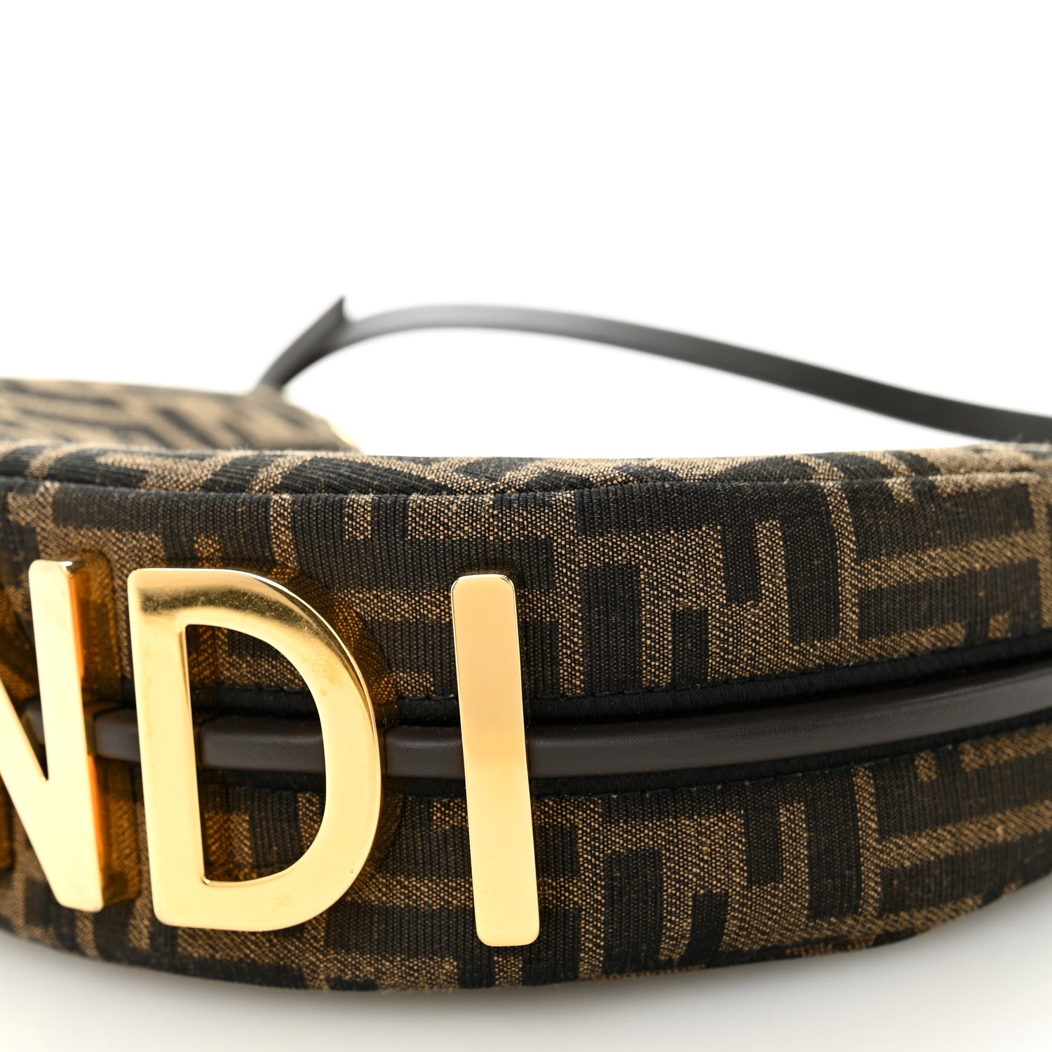 Fendi Fabric Jacquard Vitello Grace FF 1974 Mini Fendigraphy Hobo Bag Tobacco Moro Ebano 10 of 11