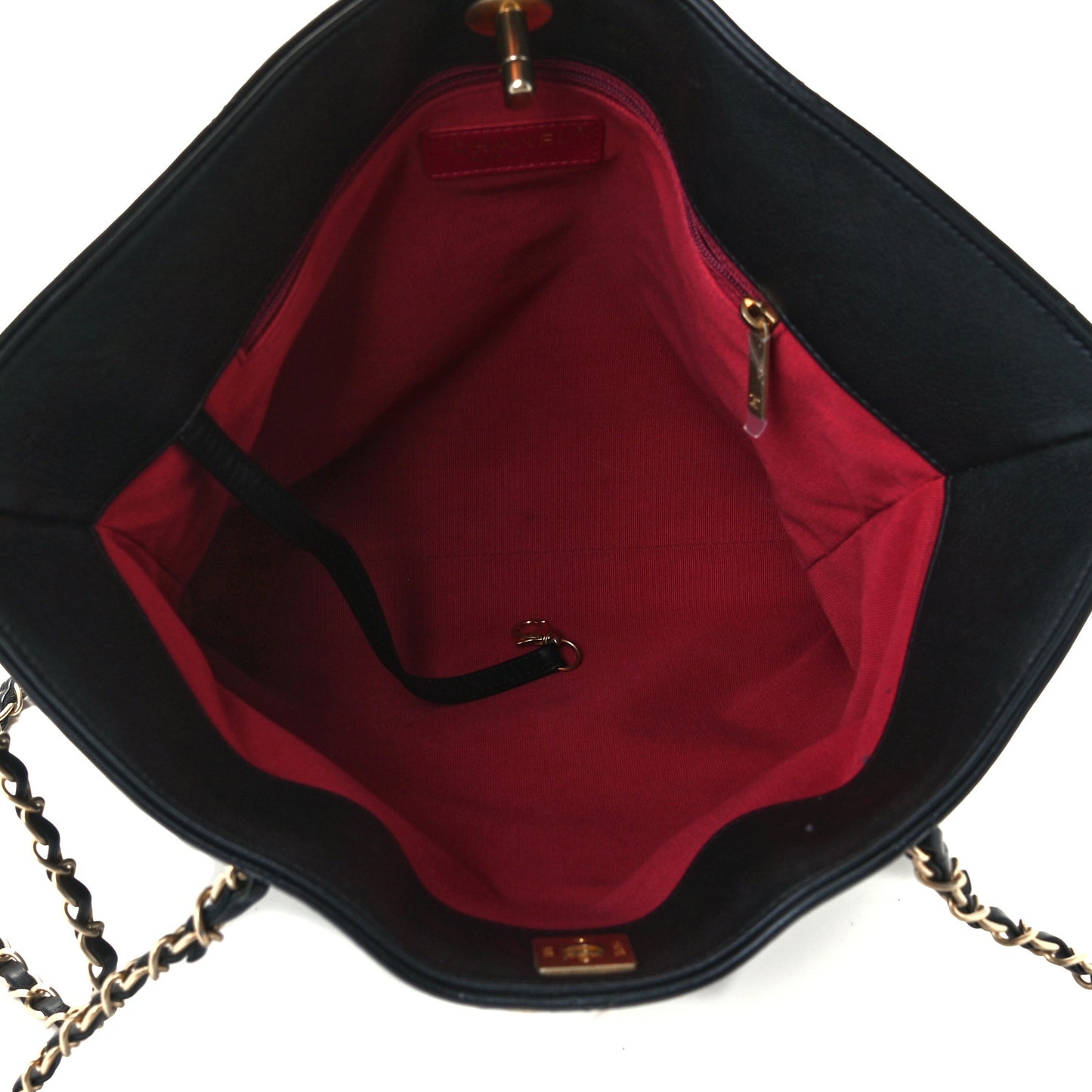 Calfskin Stitched Medium Shopping Tote Black