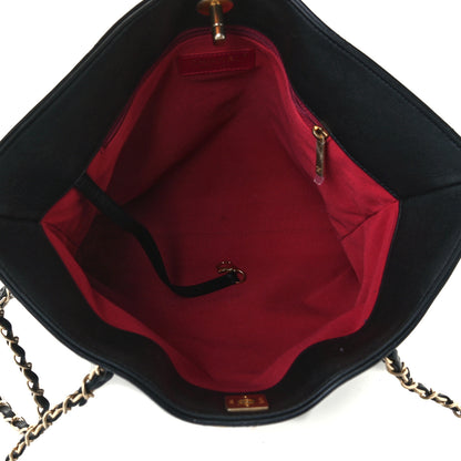 Chanel Calfskin Stitched Medium Shopping Tote Black 4 of 10