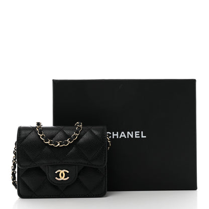 Chanel Caviar Quilted Flap Card Holder On Chain Black 10 of 10