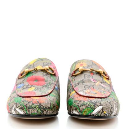 Gucci GG Supreme Monogram Flora Womens Princetown Slippers 37 Beige Ebony Multicolor Rosso 2 of 9