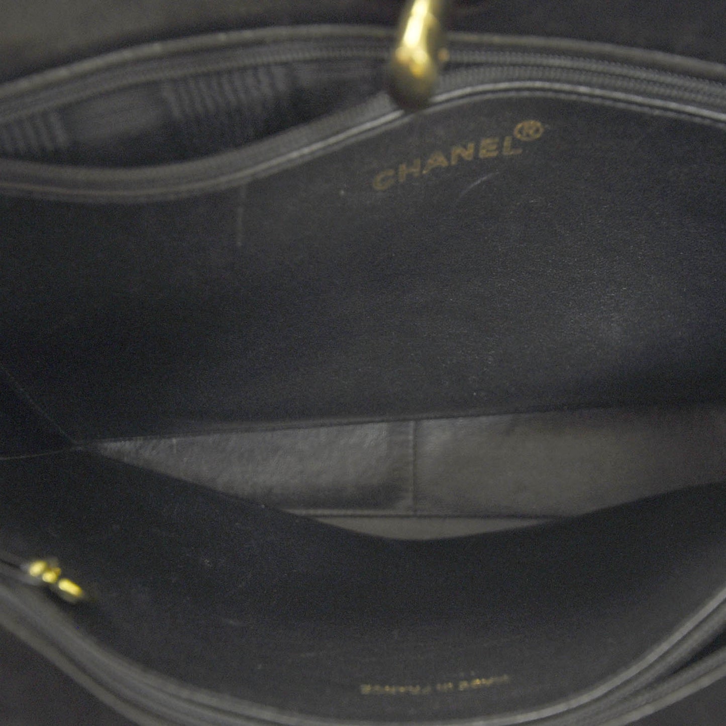 Patent Quilted Shoulder Bag Black