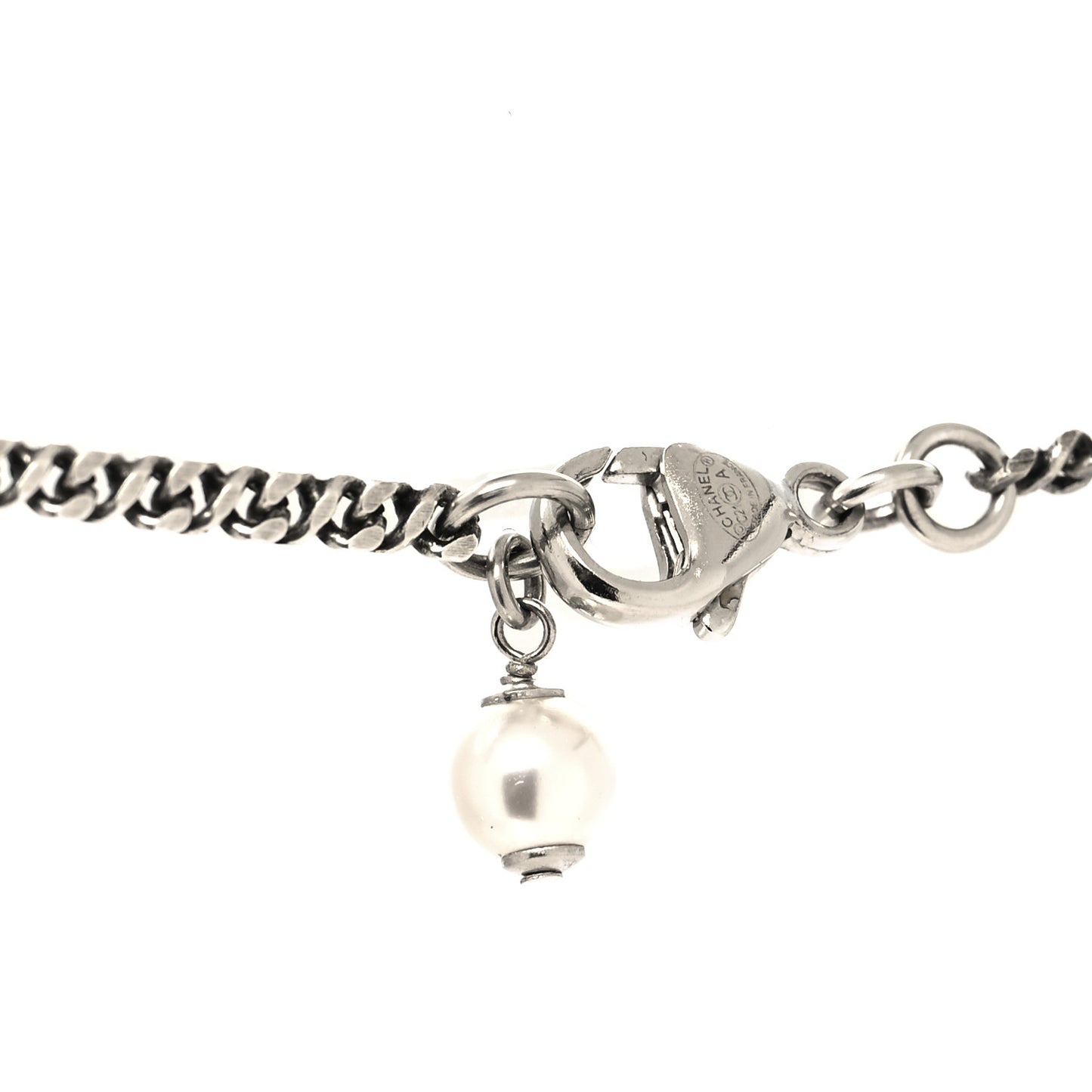 Ruthenium Crystal Pearl CC Pendant Necklace