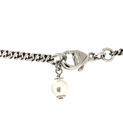 Chanel Ruthenium Crystal Pearl CC Pendant Necklace 4 of 5