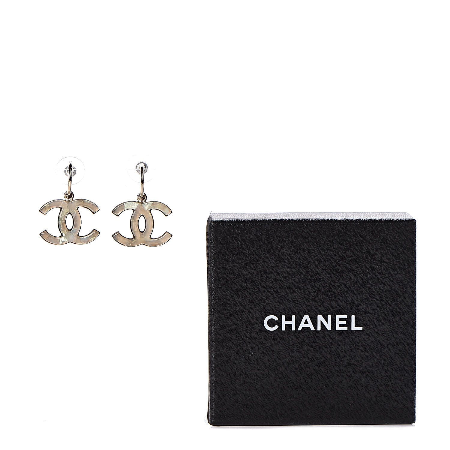Chanel Pearlized Enamel CC Dangle Earrings Gold 5 of 5