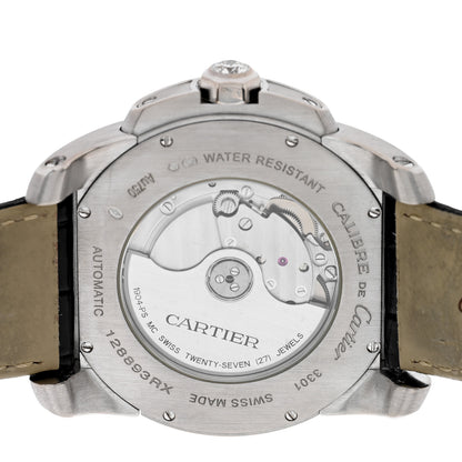 Cartier 18K White Gold Alligator Diamond Bezel 42mm Calibre de Cartier Automatic Watch 4 of 4