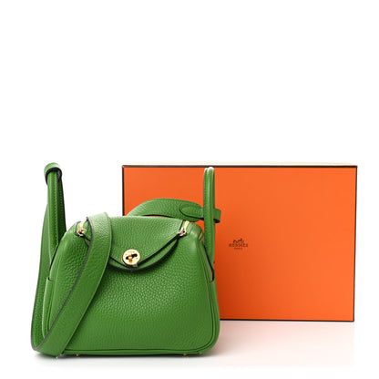 Hermes Taurillon Clemence Mini Lindy 20 Vert Yucca 12 of 12