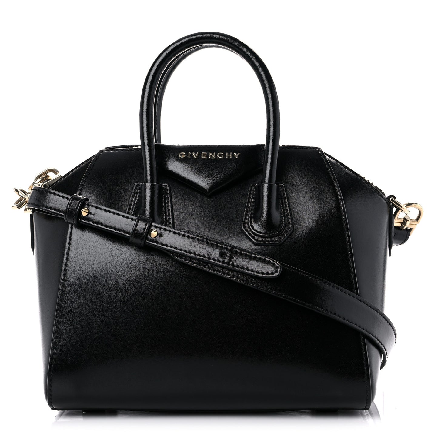 Shiny Lord Calfskin Mini Antigona Black