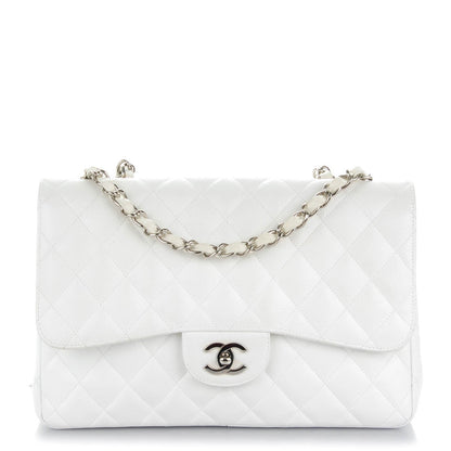 Chanel Caviar Quilted Jumbo Single Flap White 1 of 8