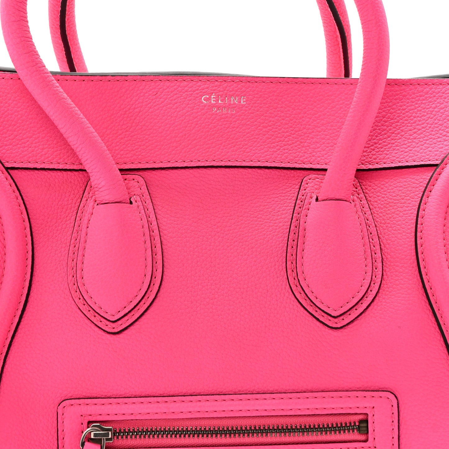 Drummed Calfskin Mini Luggage Fluo Pink