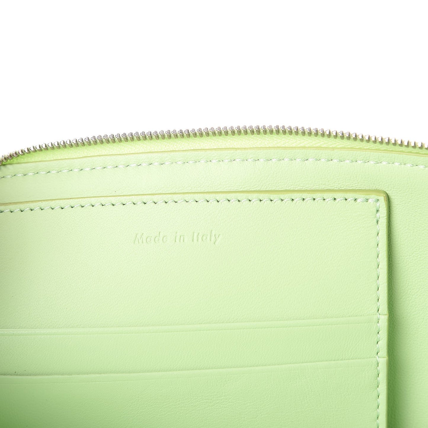 Plastic Bag with Cloudy Lambskin Solo Zip Pouch Clutch Lime