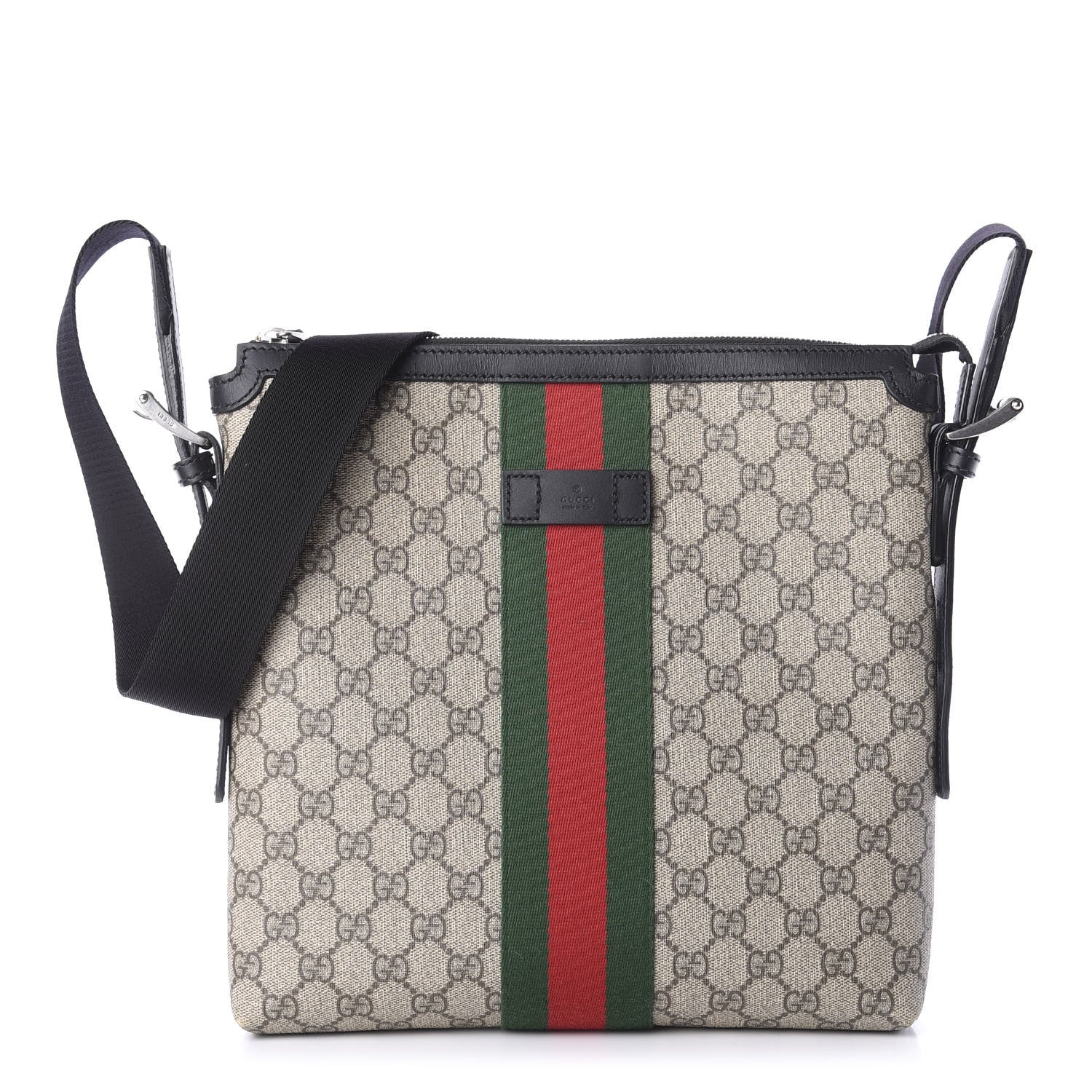 Gucci GG Supreme Monogram Web Messenger Bag Black 1 of 11