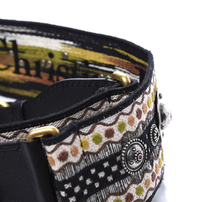 Christian Dior Canvas Embroidered Studded Shoulder Strap Multicolor Black 6 of 6