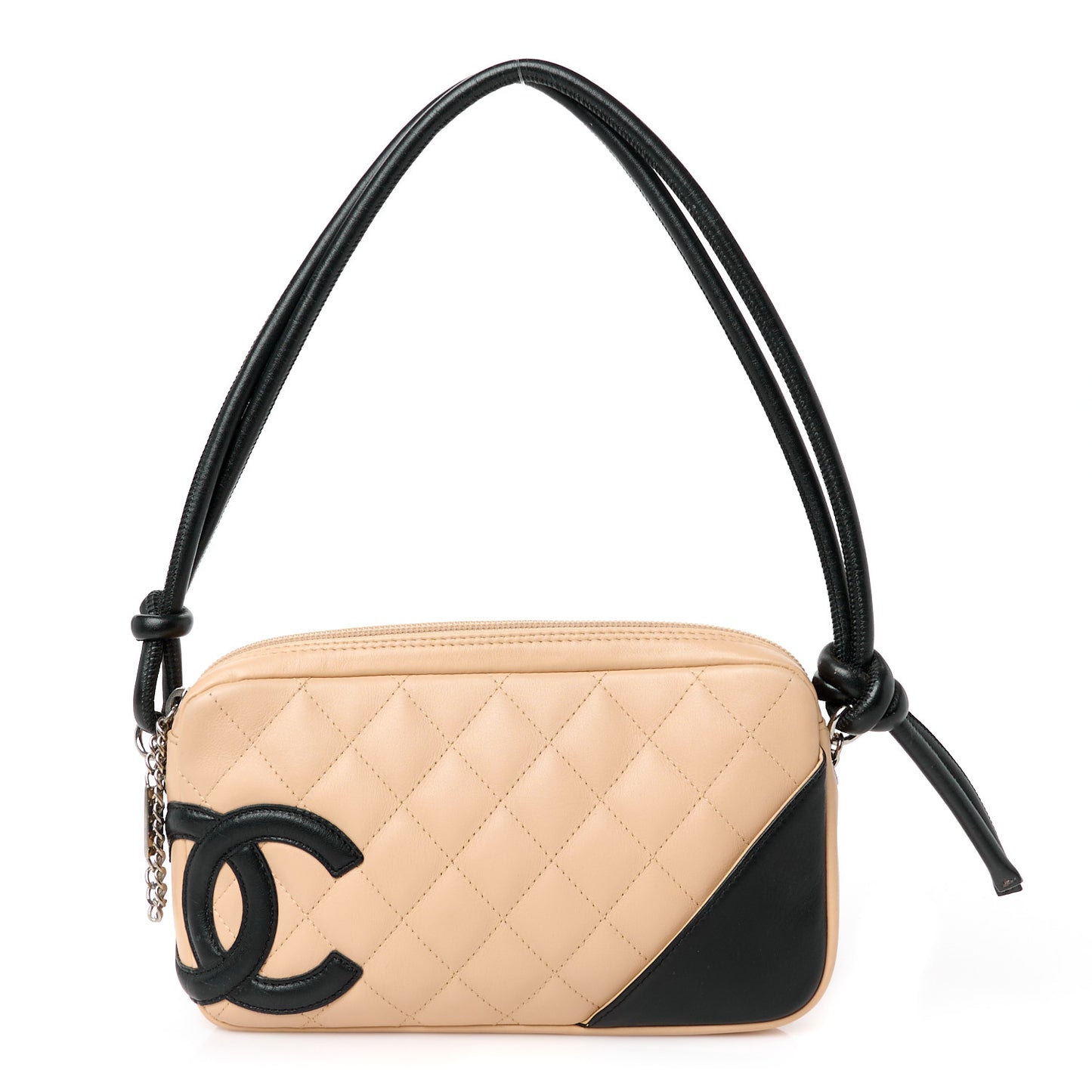 Calfskin Quilted Cambon Pochette Beige Black