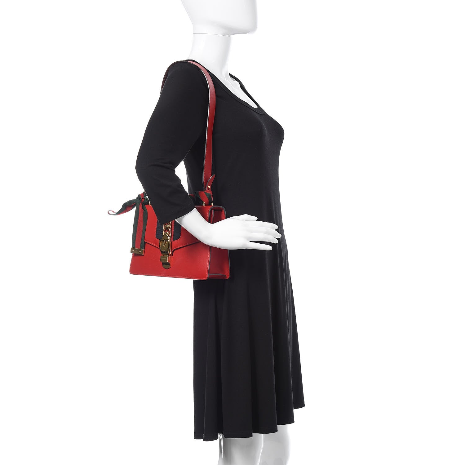 Gucci Calfskin Small Sylvie Shoulder Bag Hibiscus Red 3 of 12