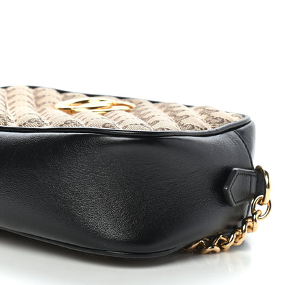 Gucci Monogram Matelasse Diagonal Small GG Marmont Chain Shoulder Bag Beige Black 9 of 10