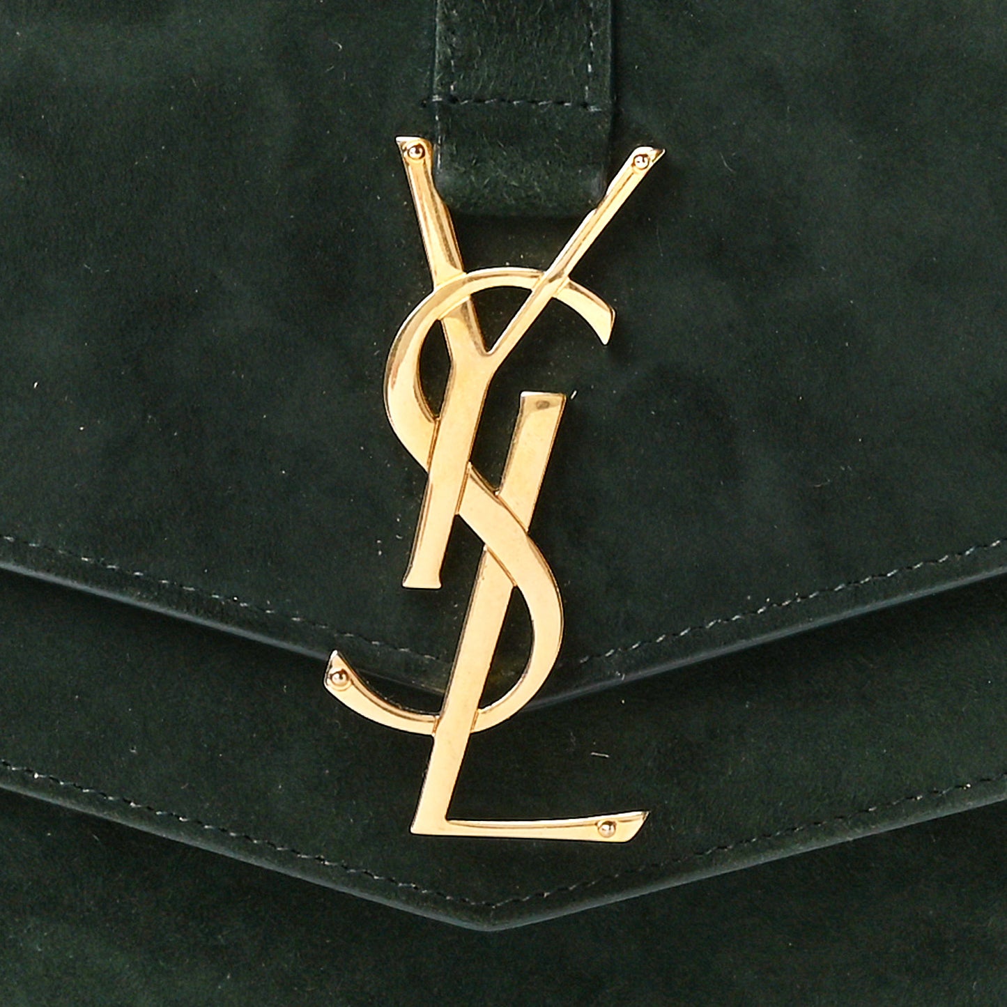 Suede Sulpice Monogram Medium Shoulder Bag Green