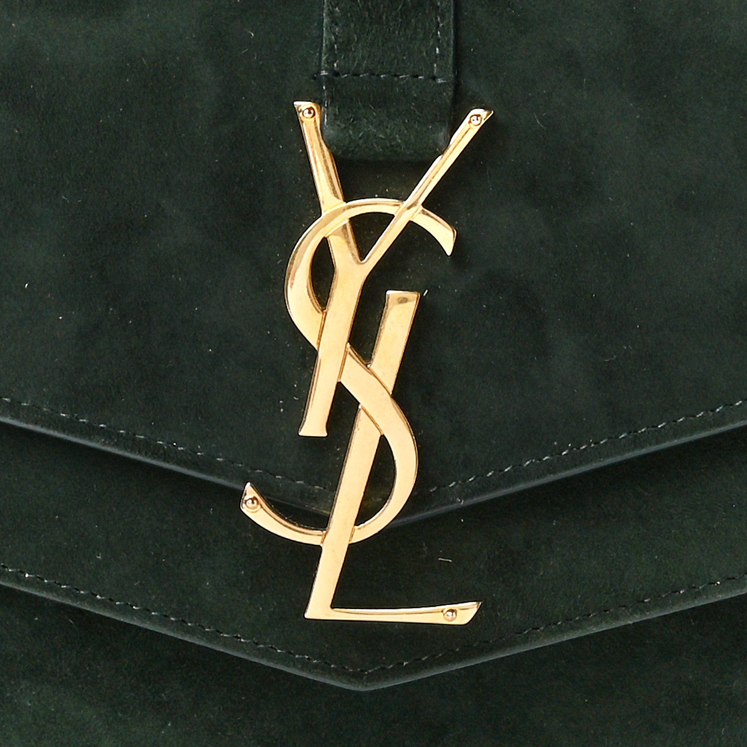 Saint Laurent Suede Sulpice Monogram Medium Shoulder Bag Green 9 of 12
