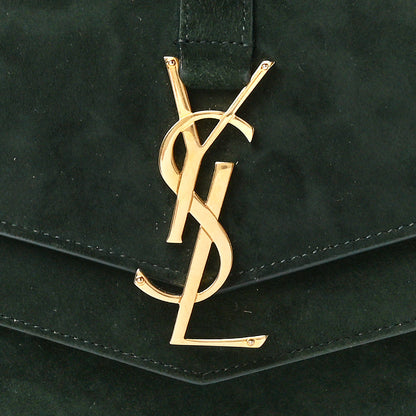 Saint Laurent Suede Sulpice Monogram Medium Shoulder Bag Green 9 of 12