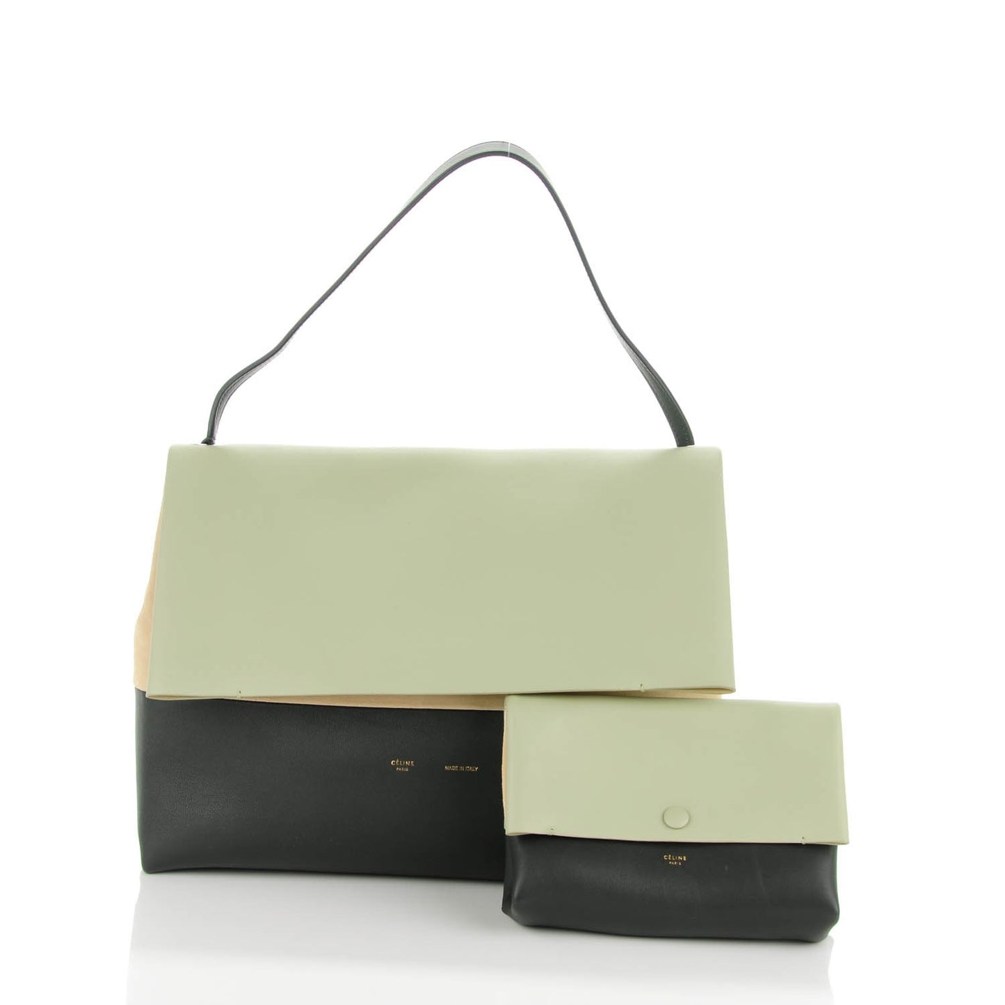 Calfskin Suede All Soft Shoulder Bag Pistachio