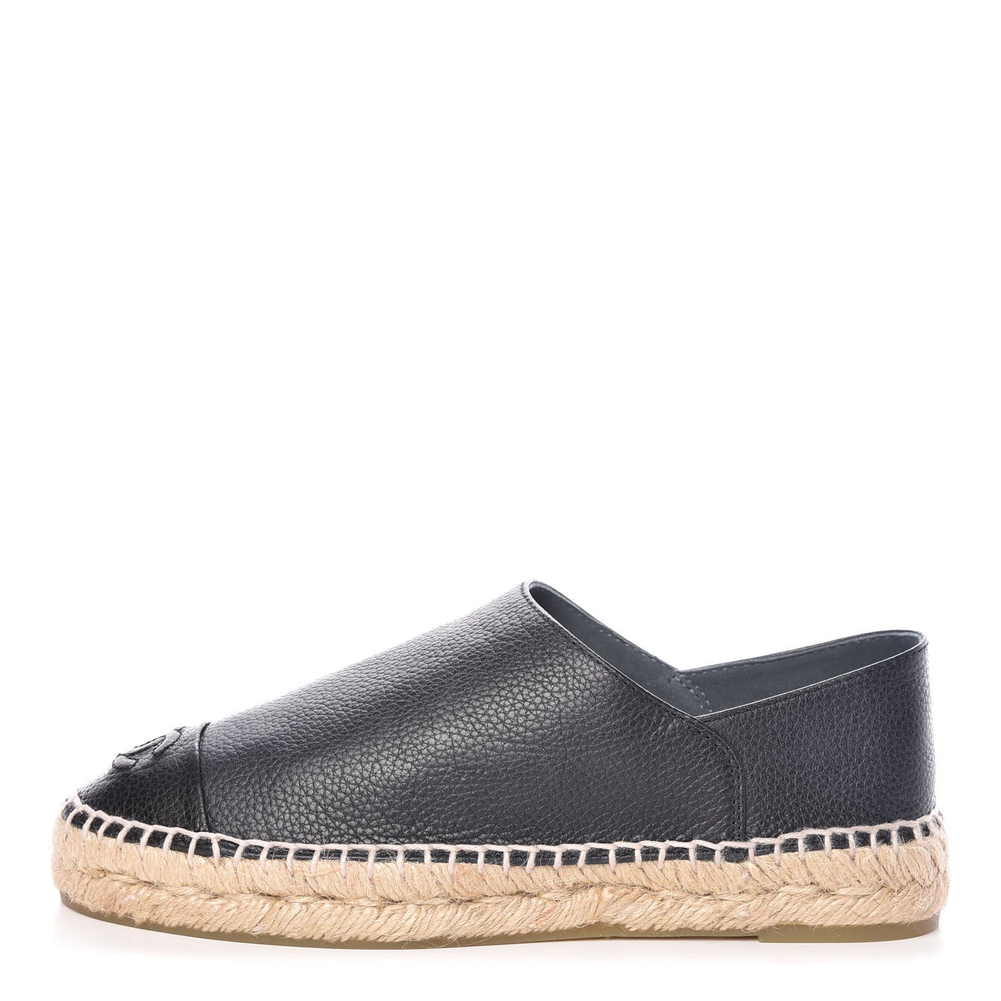 Grained Calfskin CC Espadrilles 35 Black Navy