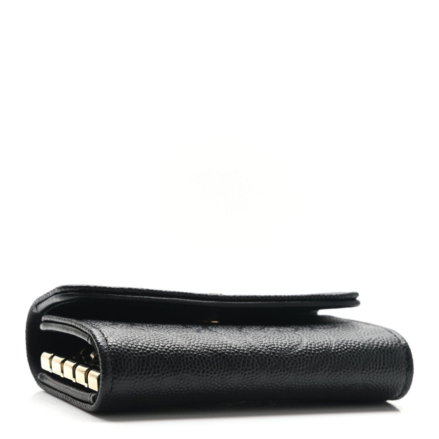 Caviar Embossed Camellia 4 Key Holder Case Black